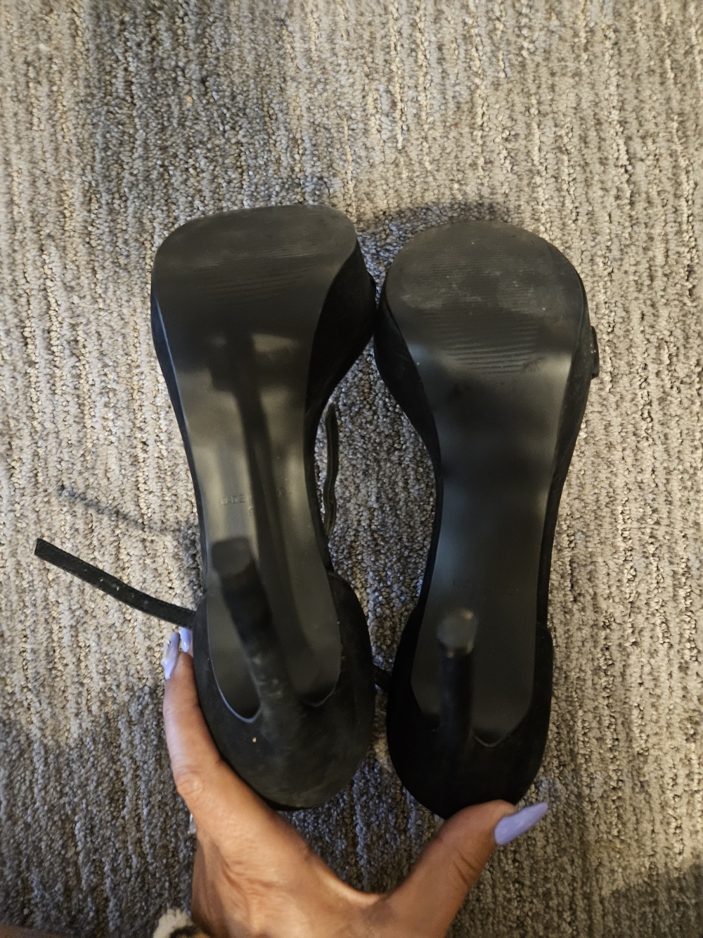 Steve Madden Black Suede Stiletto Sandals - Picture 4 of 5